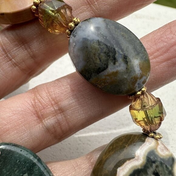 Bracelet Ocean Jasper Gemstone Chunky Beaded Multicolor Toggle Clasp‎ 8.5" NWT - Picture 8 of 11